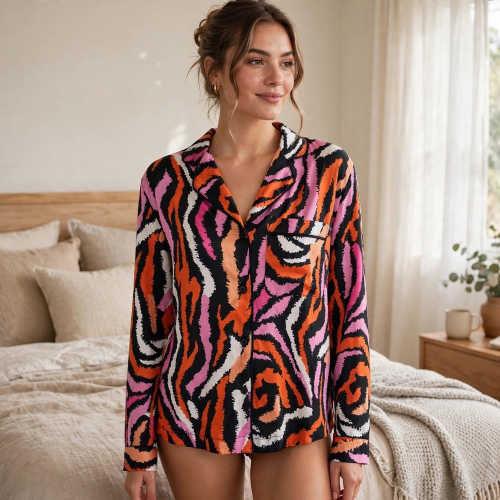 Diane von Furstenberg DVF XXS Colorful Animal Print Long Sleeve Top